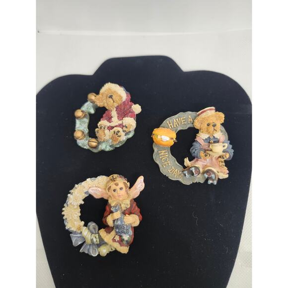 Vintage 1995 Boyd's Bear Holiday Pins Lot of 3 Christmas brooch - Picture 1 of 6